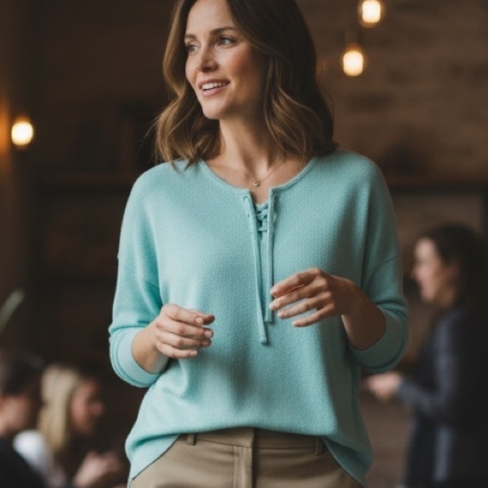 J. Jill Aqua Crew Neck Sweater